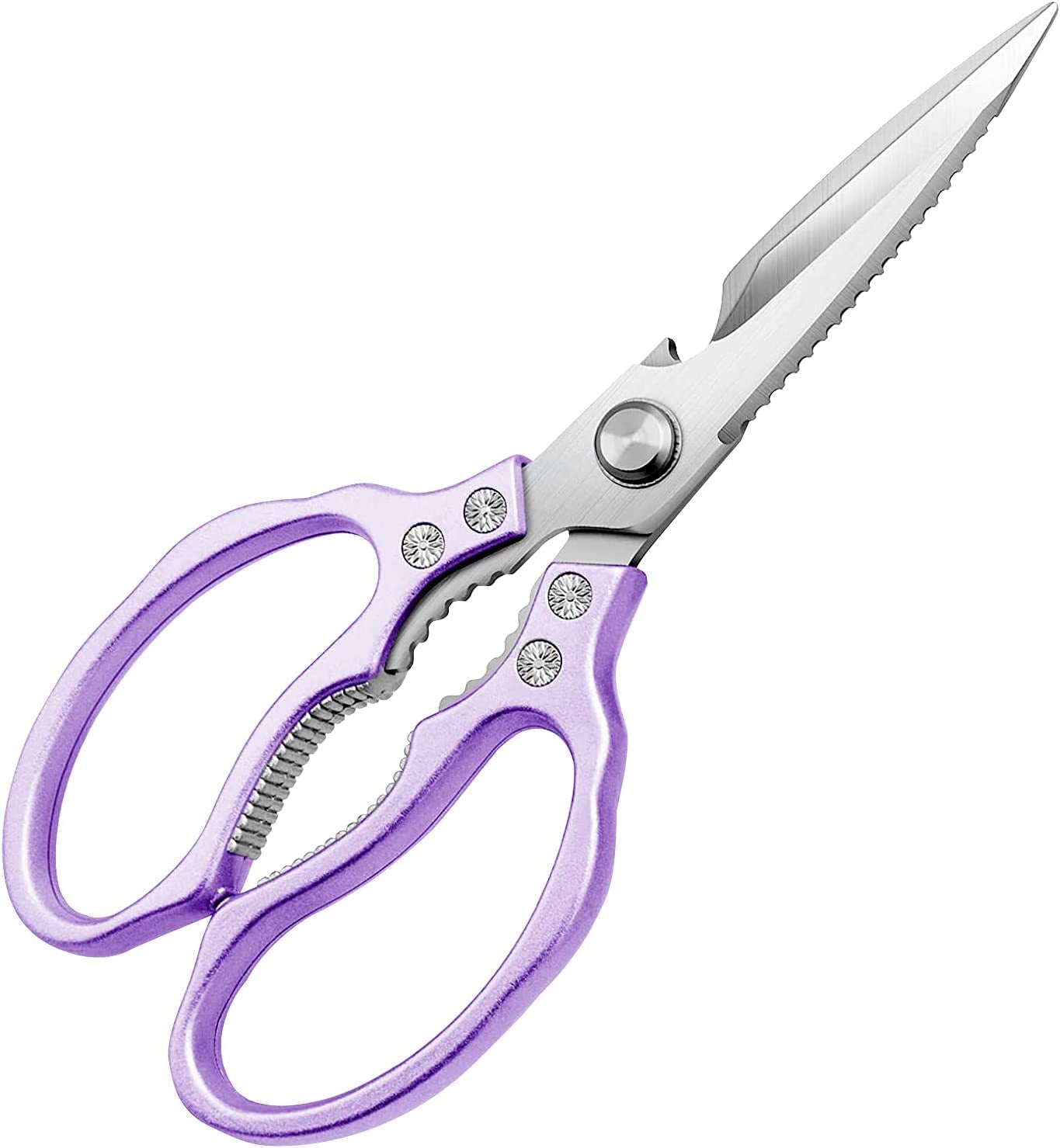 Kitchen Scissors, Heavy Duty Sharp Kitchen Shears Dishwasher Safe, Kitchen Accessories Cooking Shears for Kitchen Meat Chicken Fish Poultry Herb Bread (Purple)