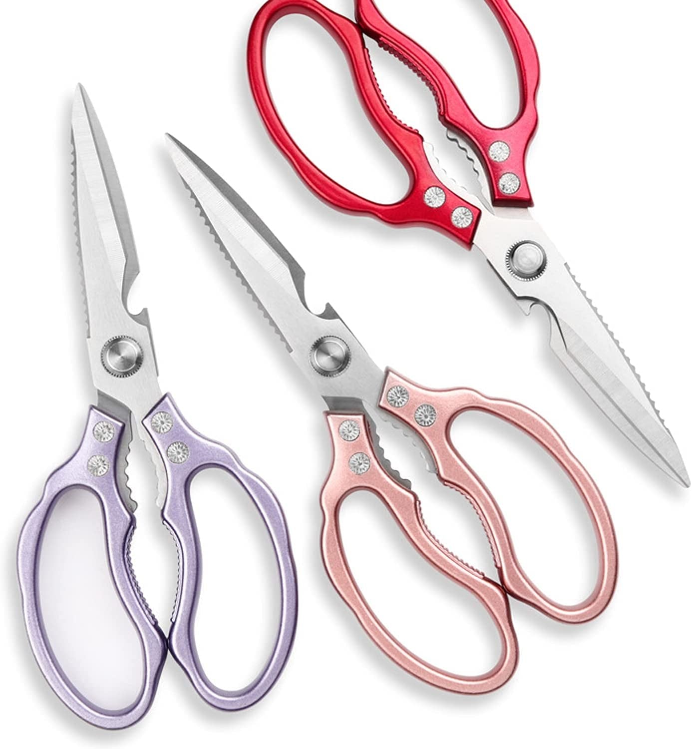 Kitchen Scissors, Heavy Duty Sharp Kitchen Shears Dishwasher Safe, Kitchen Accessories Cooking Shears for Kitchen Meat Chicken Fish Poultry Herb Bread (Purple)